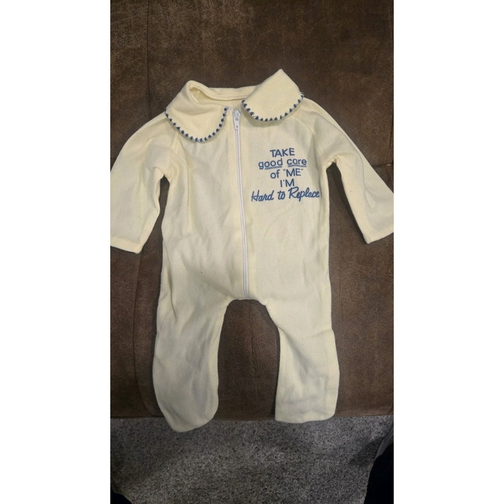 Vintage Baby Sleeper Yellow Footed Pajama Take Good Care of Me‎ 1970s Rare